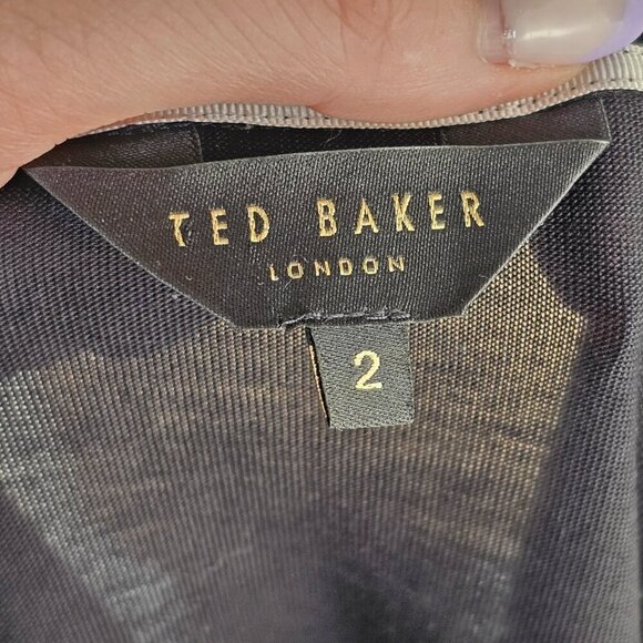 Ted Baker Black Floral Print Sleeveless Top Sz 2 US 6 - Picture 5 of 9